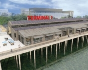 Exterior rendering of the public marketplace at Terminal 1