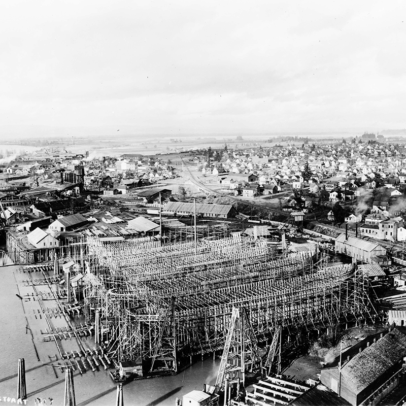 Historical photo of Ship yard at Port of Vancouver