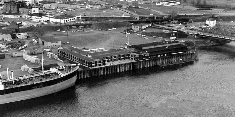 Historical photo so a docked ship at Port of Vancouver